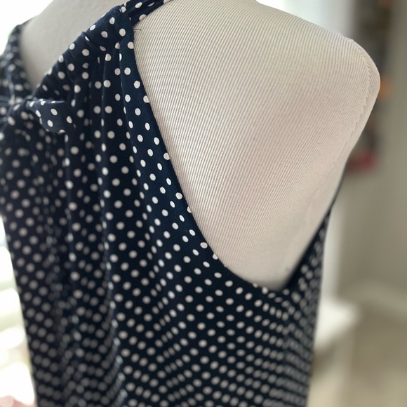Navy Polka Dot Sleeveless Dress 10 - Picture 8 of 11